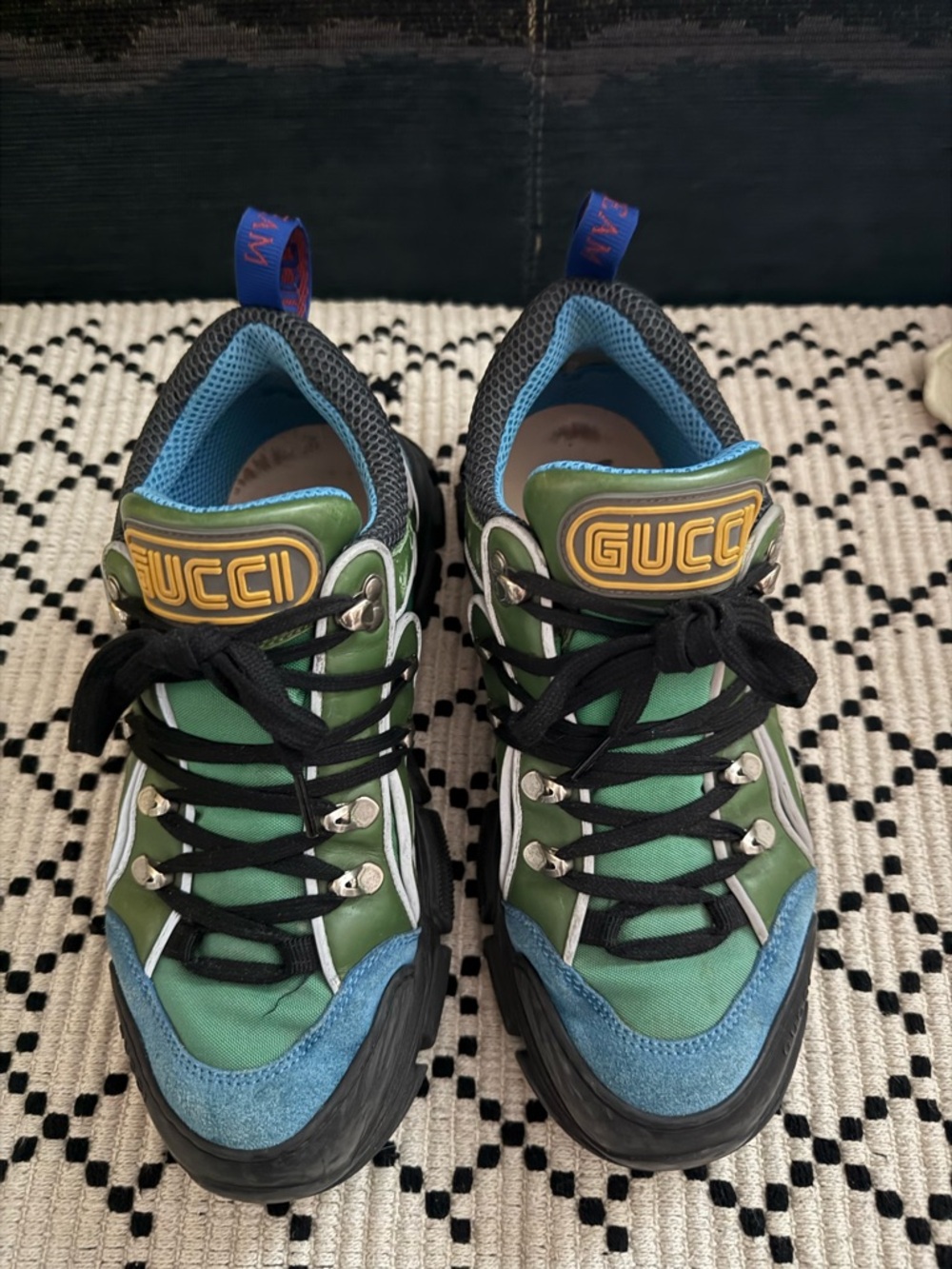 Gucci Green, Blue & Black Trail Runner Sneakers